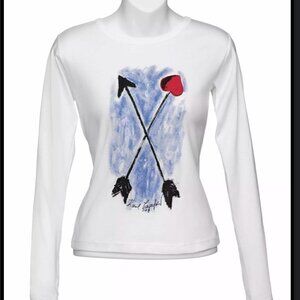 NWT Saks Fifth x Karl Lagerfeld 2008 arrow white long sleeve top size XL